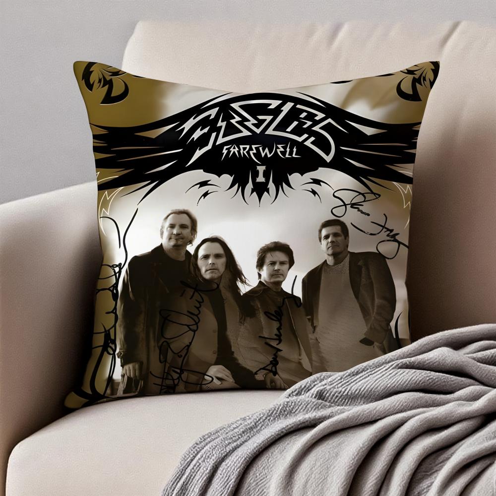 Classic Rock Band T-The Eagles Cushion Cover Pillowcase Anti-dustmite Invisible Zipper Short Plush Sofa Cushion