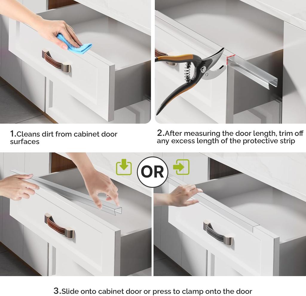 The Tight Fitting 18 Inch Long Cabinet Door Protector Is a Flexible Plastic Transparent Guard To Prevent Abrasion Peeling and Discoloration