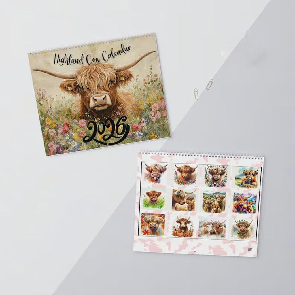 2026 Wall Calendar Funny Highland Cow Calendars 2026 Thick Paper Monthly Planner Farmhouse Decor For Student Teacher Planning