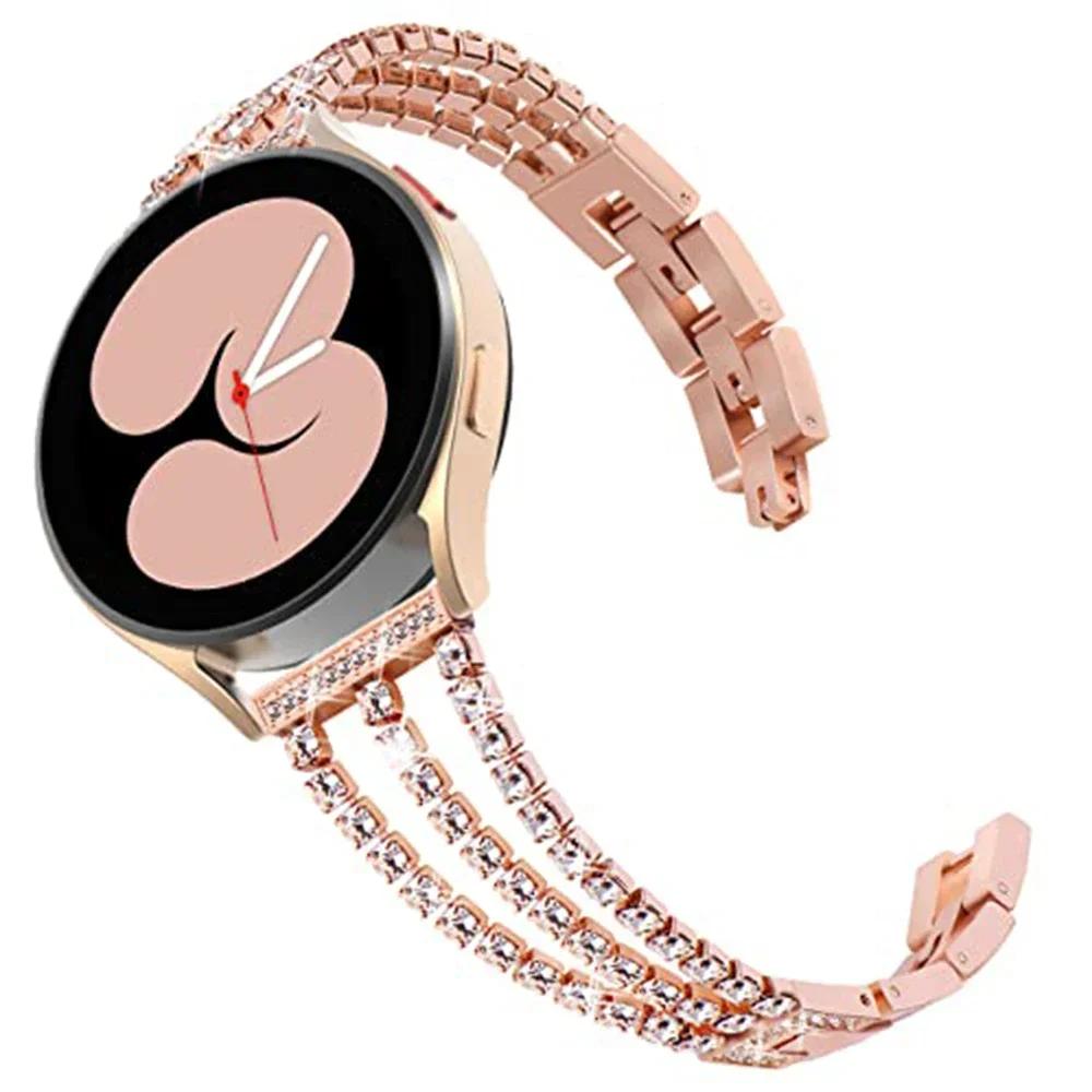 22 mm 20 mm Damen-Diamantarmband für Samsung Galaxy Watch 6 5/Pro 4, klassisches Armband 40 mm 44 mm 45 mm 42 mm 43 mm 47 mm, Active 2