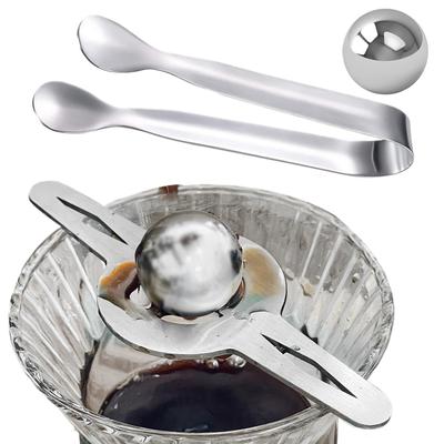 Espresso Ball Chiller Stainless Steel 4 Pieces with Stand and Tongs No Dilution Tool Espresso Chiller Cooling Spheres for Home