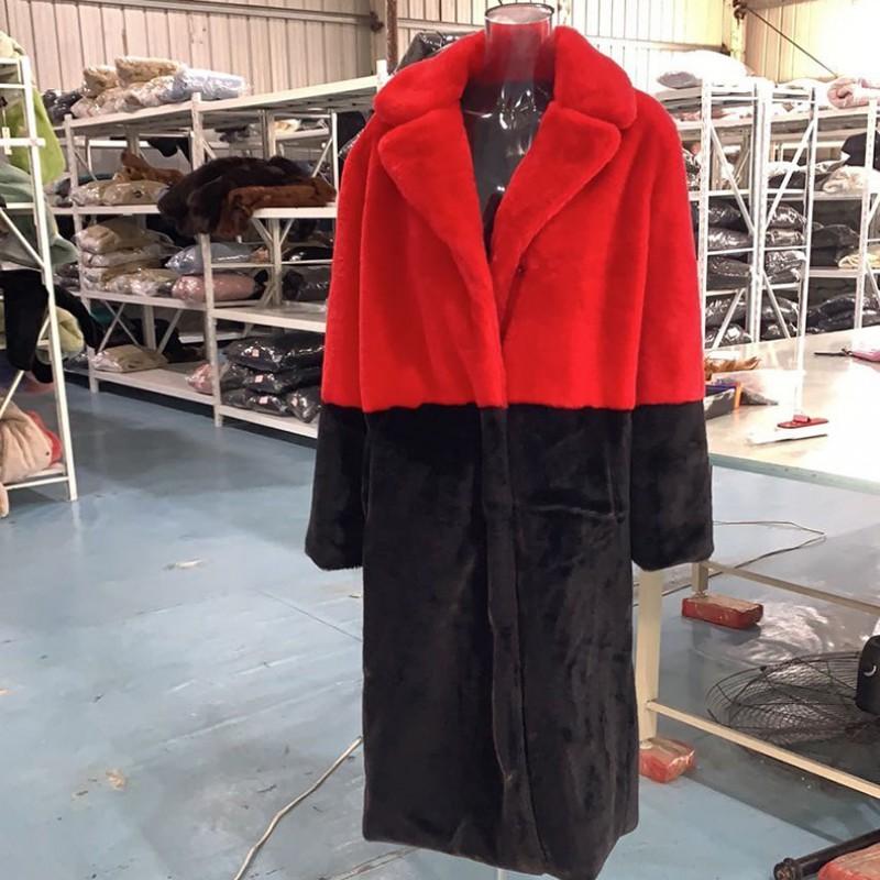 Womens Oversized Faux Fur Blend Long Coat With Shawl Collar Winter Warm Outerwear