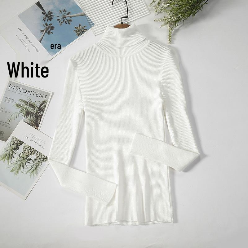 Women's Slim-Fit Knitted Turtleneck Sweater - Long-Sleeved, Solid Color, Warm for Autumn/Winter