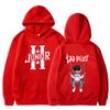Interesting boy swinging logo printed hoodie