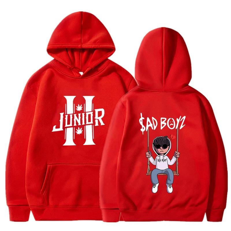 Interesting boy swinging logo printed hoodie