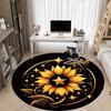 1pc Golden Sunflower Office Round Area Rug,  Mat Suitable For Office, Under Office Chairs Bedroom Living Room Home Decor, Room Deco