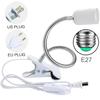 E27 Holder Lamp Bases EU US Plug 360 °Flexible Desk Lamp Socket Clips Gooseneck Clip-on Cable Plant Power On Switch for Home