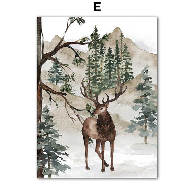 Bear Deer Fox Wolf Forest Jungle Animal Nursery Wall Art Canvas Painting Nordic Posters and Prints Pictures Kids Room Home Decor