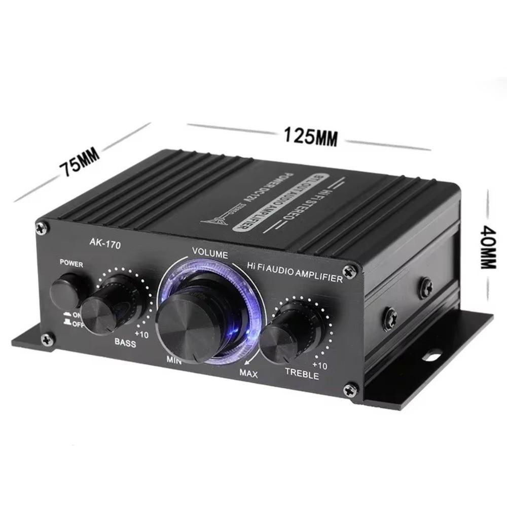 Aluminum Alloy Digital Power Audio Amplifier Blue Light DC12V Power Stereo Audio Amplifier 2-Channel Amplifier Home Audio System