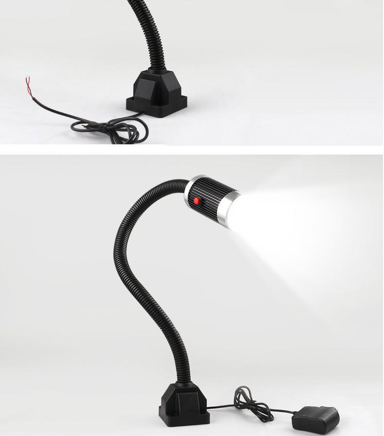 Nine Machine Tool Gooseneck Magnetic Work Light - 3W/6W/9W, 24V/220V, Strong Magnetic Base, Long Arm