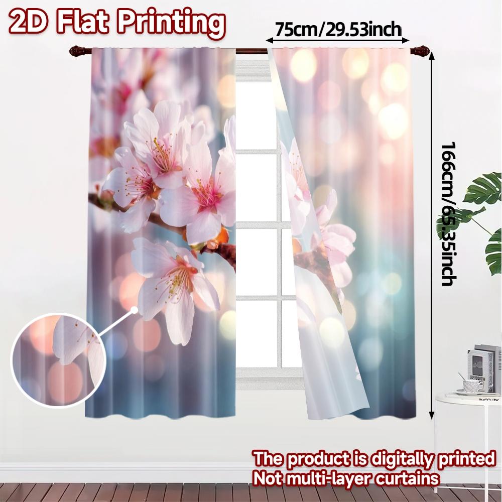 Flat Printing Curtains Without Rod Cherry Bliss Chic Print Polyester Decorations Use Set Of 2 Made