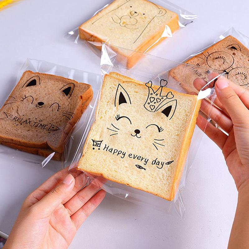 Lot de 100 sachets à pain adhésifs pour enfants, sachets à sandwichs, sachets à pain, sachets à sandwichs ...