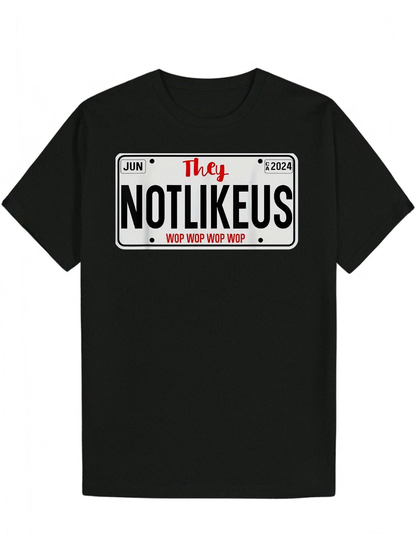 Crew Neck T-shirt with THEY NOT LIKE US Graphic - Black Polyester Tee XXXXL
