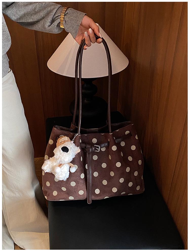 Borsa Tote a Pois Stile Coreano: Borsa Versatile Autunno 2026 da Donna, Portatile, a Spalla e a Tracolla per un Pendolarismo alla Moda