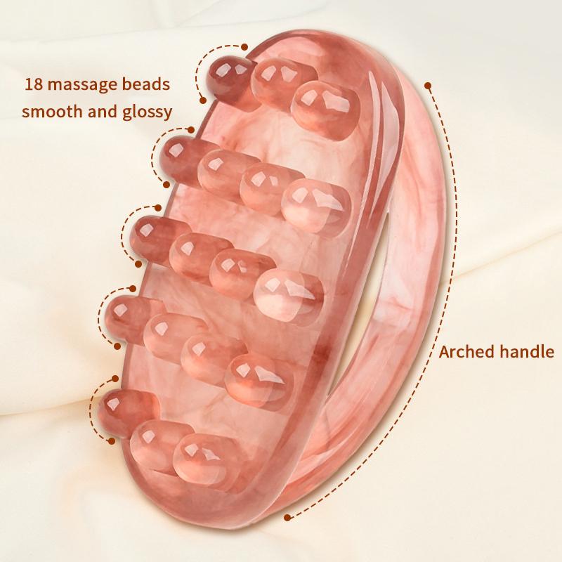 18 Beads Handheld Gua Sha Massage Roller Natural Resin Waist Neck Back Leg Body Meridian Scraping Spa Anti Cellulite Relaxation