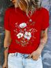 Women's Round Neck Short Sleeved Printed T-shirt Casual Top with Random Floral Design Fashionable and Comfortable  Printed Top