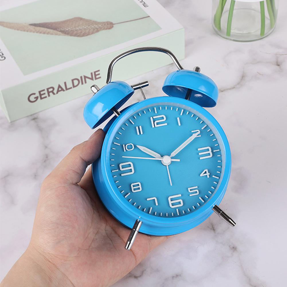 4 Inch Retro Vintage Twin-Bell Alarm Clock Compact Size Alarm Clock Extra-Loud Metal Bell Clock For Nightstand Desk Bookshelf