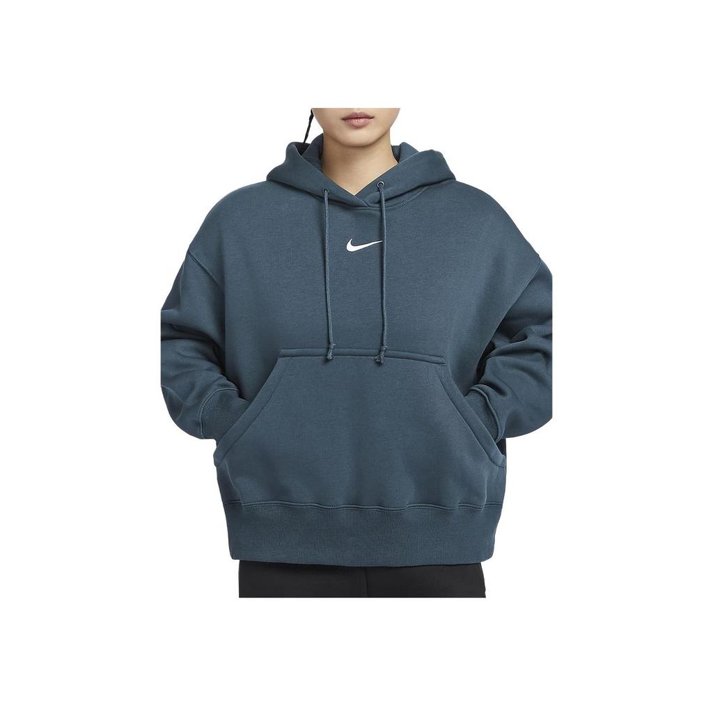 Nike Îmbrăcăminte sport Phoenix Fleece Confortabil Larg Hanorac Mânecă Lungă Femei topuri Albastru Marin Navă DQ5859-478