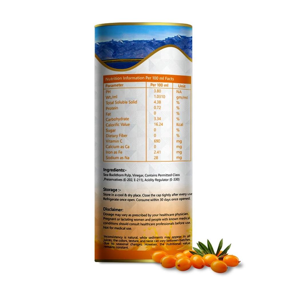Growfitz Himalayan Sea Buckthorn Pulp Concentrate 500 ML | Cold-Pressed | Makes 80 Glass, Natural Vitamin C, Omega 3 6 7 9, Antioxidants | Immuni