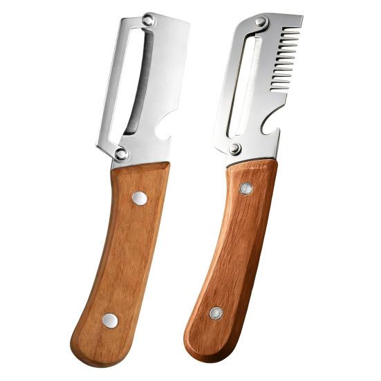 2Pcs Vegetable Peeler & Wide And Carrot with Wooden Handle Blade Potato Peeler
