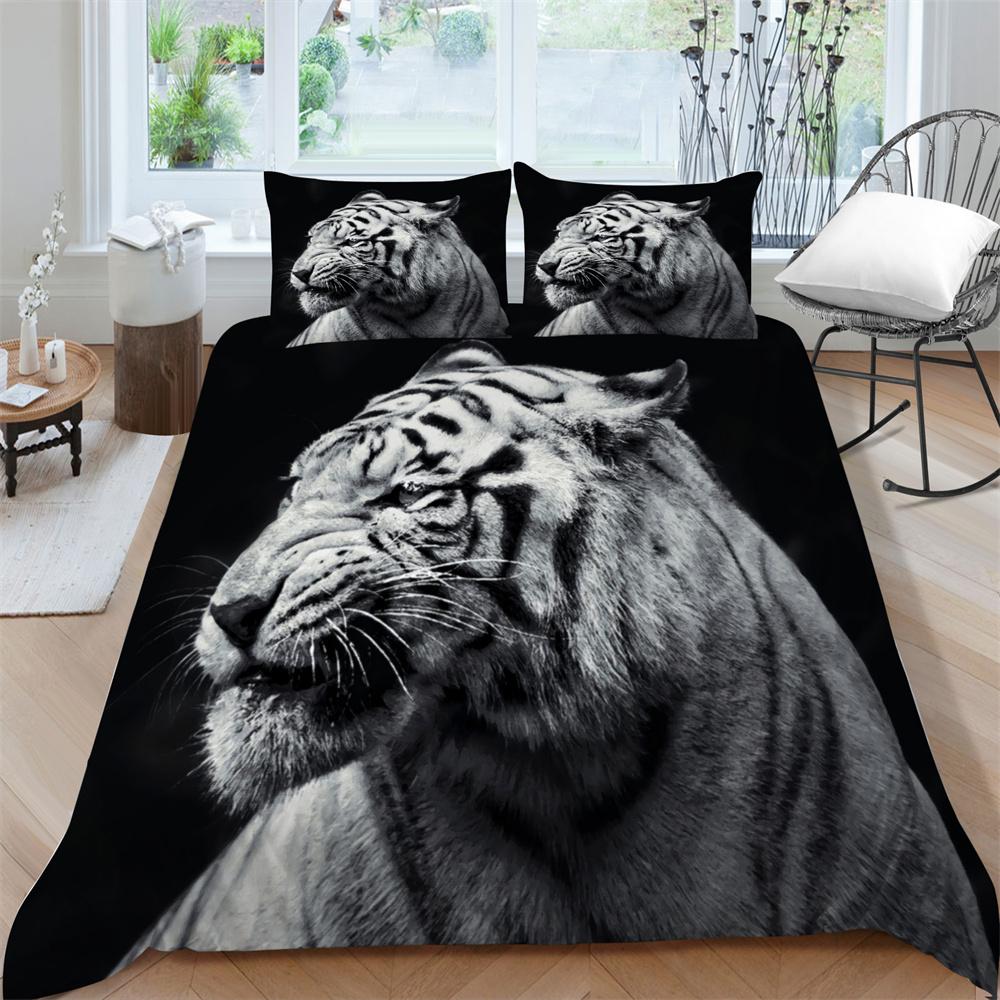 Tiger Duvet Set 3D Animals Printing Bedding Set Newly Bedding Cover Suit Single Size Bedspread Polyester Pillowcase