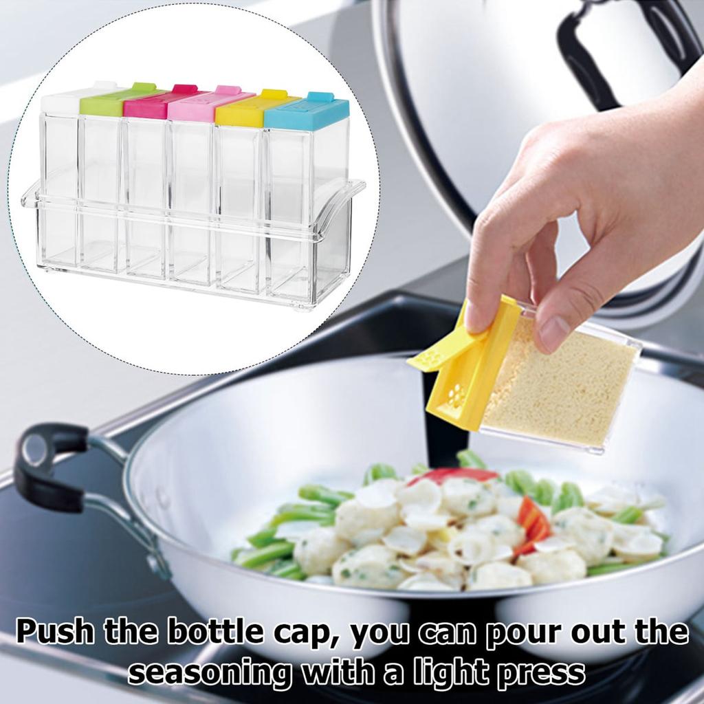 Transparent Jar Set Kitchen Storage Container With 6 Cans And 1 Base Detachable Storage