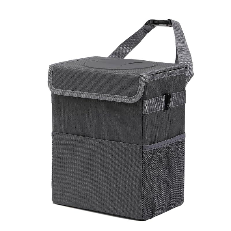 Car Garbage Can With Lid Leak Proof Vehicle Trash Can 3 Storage Pockets Hanging Waterproof Car Trash Bag For SUV Black