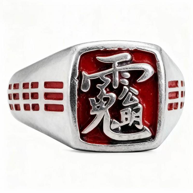 Adjustable Open Ring Men Women Vintage Chinese Folk Style Fortune God Solid Copper With Electroplating