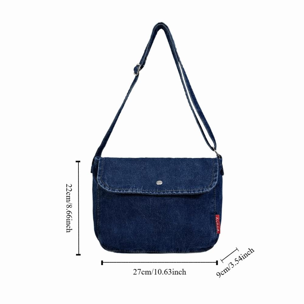 Y2K Vintage Handbag Street Style Solid Crossbody Bag Fashionable Denim Canvas Bag  Students