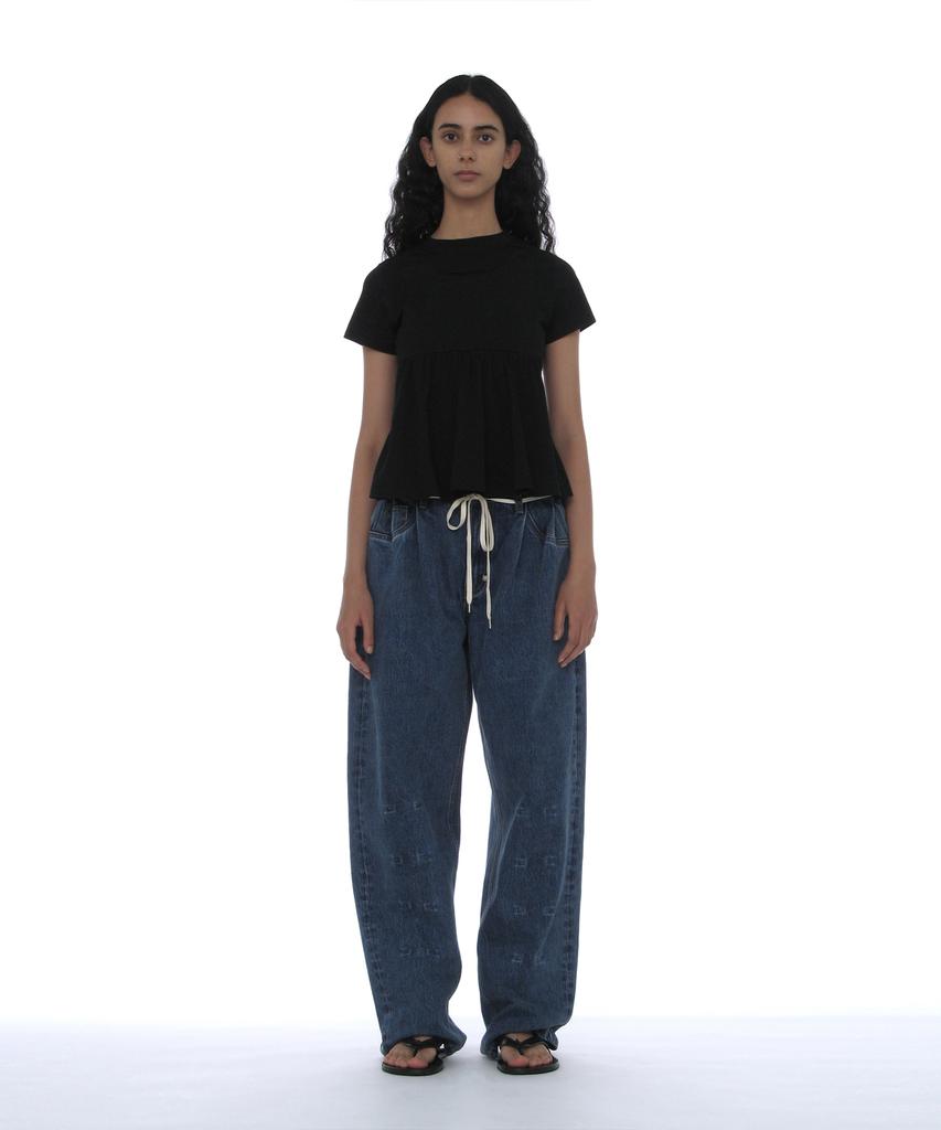 PARTIMENTO WOMEN Overlay Peplum Short Sleeve Tee_Black