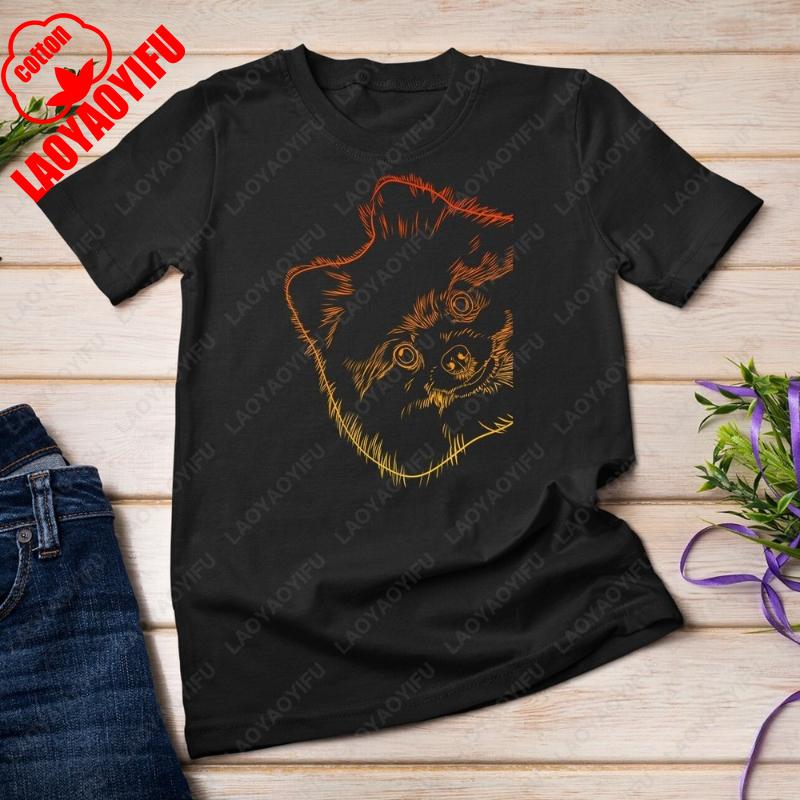 Lustiges Hund Pommern Unisex T-Shirt Einfach Kawaii Lieblich Paar Kleidung Männer Frauen Baumwolle Neuer Stil Oberteile Kreative Harajuku T-Shirts