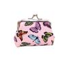 PU Leather Shell Clip Coin Purse Polyester Clip Buckle Purse Butterfly Printed Pouch  Girls