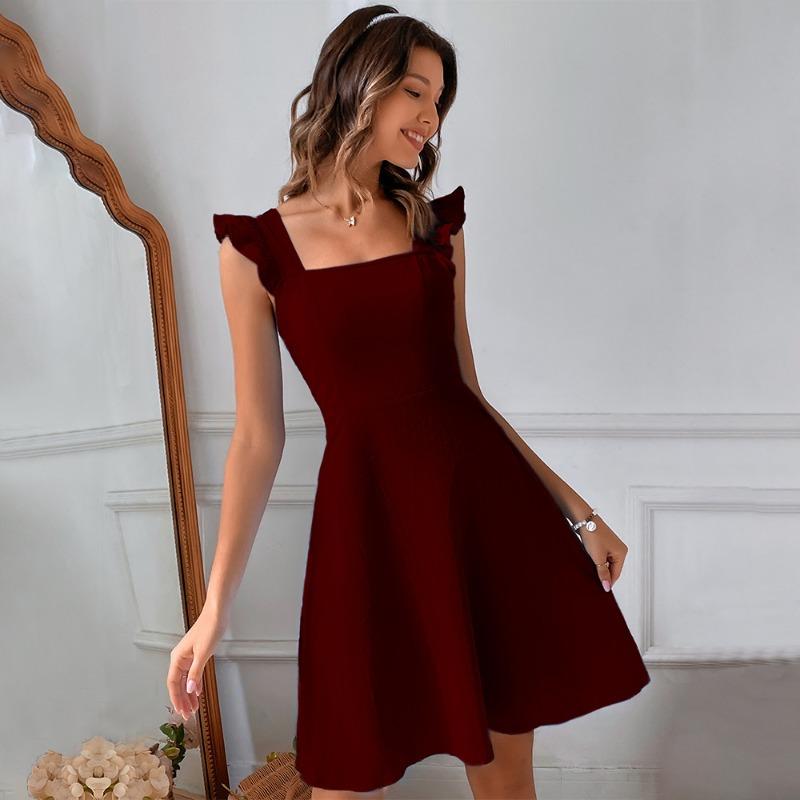Europäische und amerikanische Damenbekleidung neues idyllisches Latz-Sweet-Kurzrock-Temperament-Pendler-Urlaubs-Strandkleid