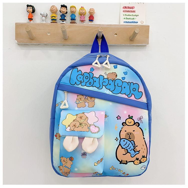 Children Printed Capybara Backpack Breathable Lightweight Cute Schoolbag Cartoon