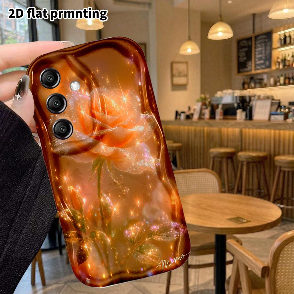 Phone Case: 2D Flat Samsung Galaxy A34 A35 S20 S22 S21 FE Plus Ultra Protective Case, Starlight Peach Rose, Christmas and Halloween Holiday Gift