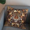 2D Jaguar Faces With Ethnic Pattern Pillow Cover Pattern Cushion Cover Suitable For Sofa Bedroom Car Pillow Cover