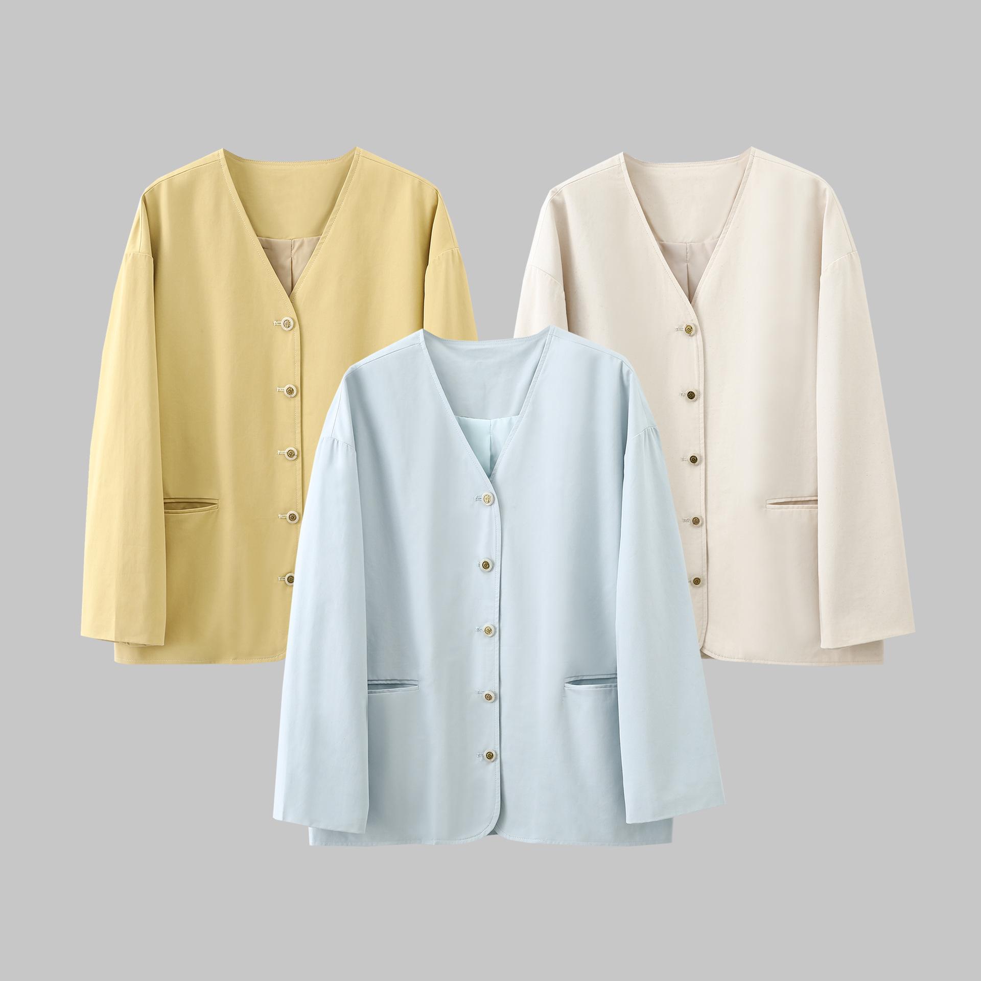 

Pure Cotton V-Neck Slimming Cardigan: Solid Color, Long-Sleeved, Fashionable Mid-Length Design Large
