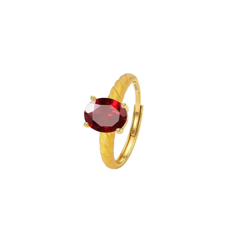 Brushed Colored Treasure Ring S925 Silver Inlaid Topaz Peridot Light Jewelry Adjustable Ring for Girlfriend Gift