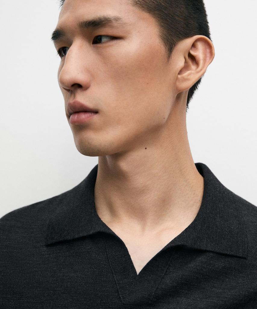 Masimodutti Wool Blend Short Sleeve Knit Polo Shirt