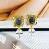 High-End Vintage Retro Stone & Glass Tassel Earrings with Silver Needle
