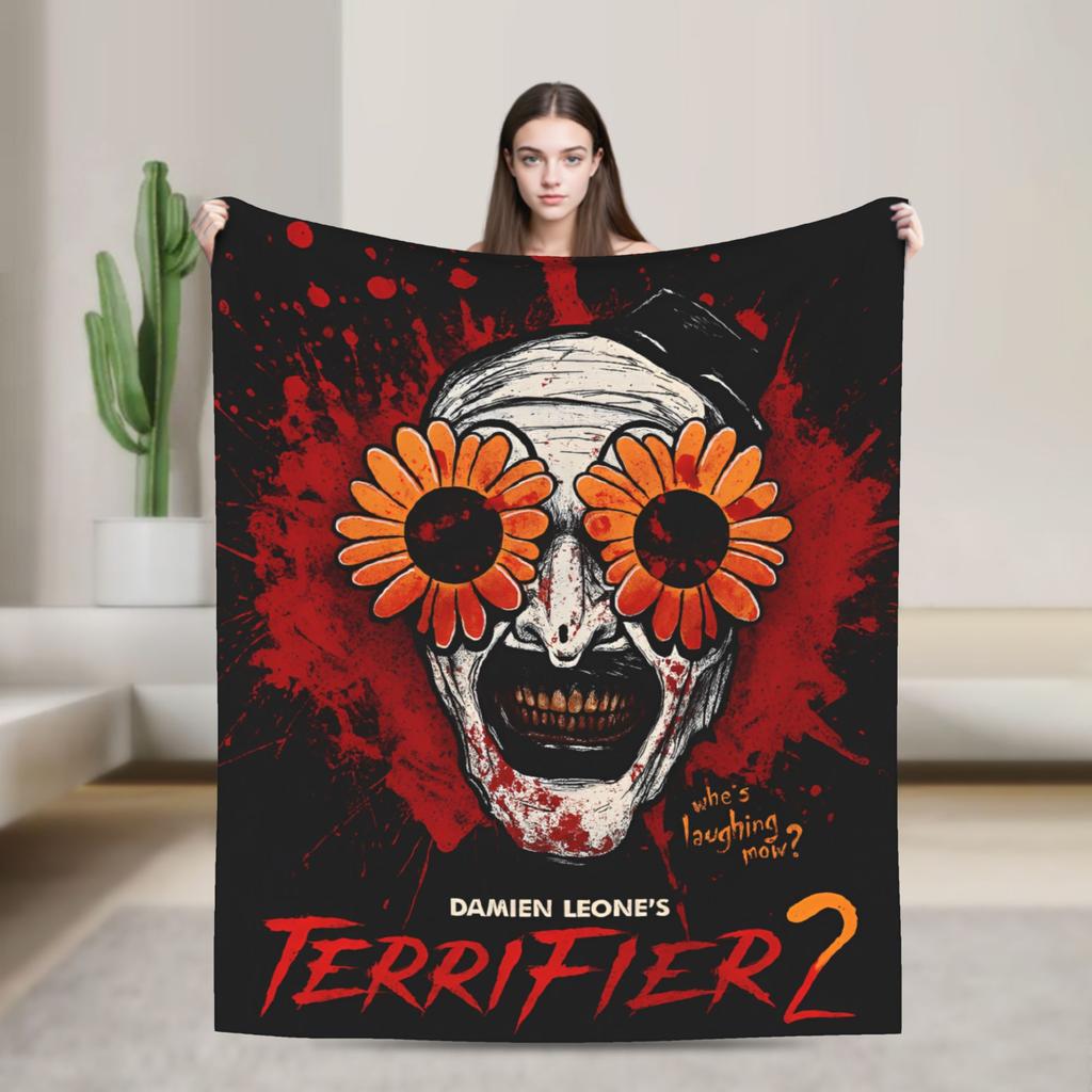 Art Crispies Terrifier Clown Blankets  Warm Novelty Plush Throw Blanket For Kids Living Room Flannel Bedspread Bed Cover