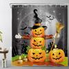 Halloween Pumpkins Shower Curtain Set Magic Hat Ghost Broom Bathroom Curtain Party Decor,Bath Curtain Hooks Include