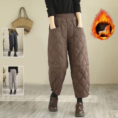Outono e inverno retro harem calças femininas acolchoadas grossas quentes soltas calças de algodão tamanho grande roupa exterior moda calças de algodão