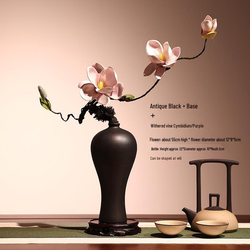 High-End Artificial Silk Magnolia Flower Arrangement - Classical, Elegant Dried Flower Set for Home Decor