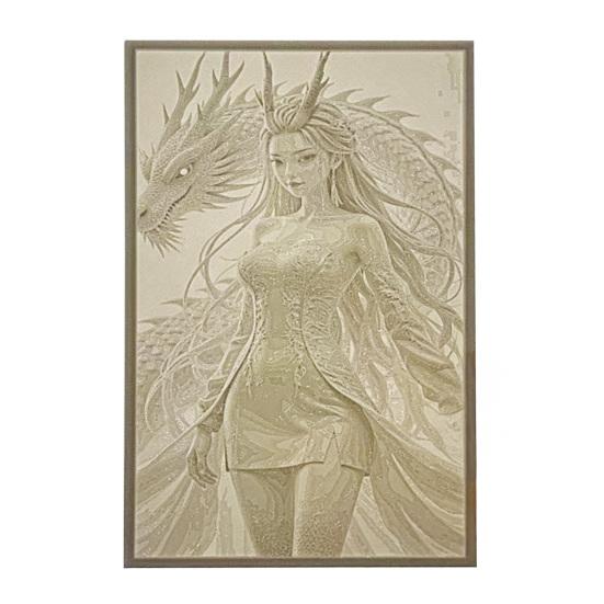 

3D Printed Embossed Dragon Ornament Translucent Dragon Woman Relief Decoration Light Shadow Art Flat Ornament for Wall Art Desktop Display 1pc