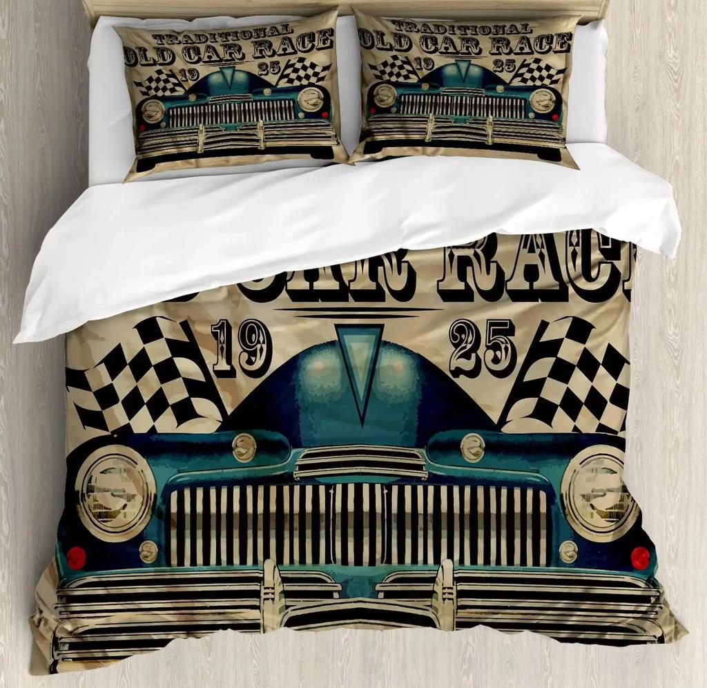 Comforter Vintage Classic Car Automobile Mechanic Nostalgic 50S Bedding Set Twin Queen King Full Polyester