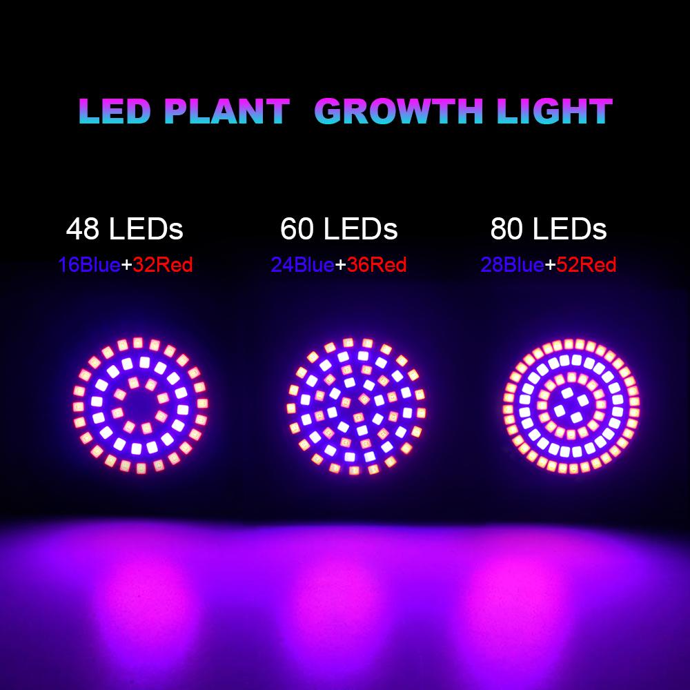 Led Grow Bulb 220V E27 60 80LEDs Full Spectrum LED Plant Greenhouse Hydroponic Growth Light Indoor Plant Phyto Flower Lamp