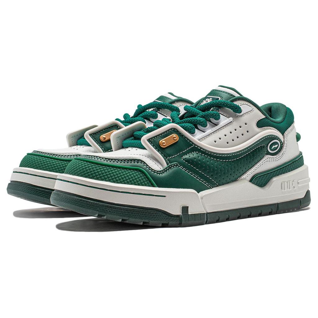 New LiNing 001 BTC MEGA Slip-Resistant Cushioning Wear-Resistant Support Low-Top Skateboard Shoes Women's White Green AGCU004-1