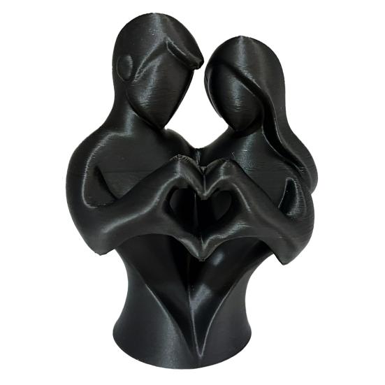 3D Molded Couple Statue Printed Heart Statue, Abstract Minimalist Lovers Embrace Figurine, Romantic Desktop Sculptural Artistic Texture Decor чёрный