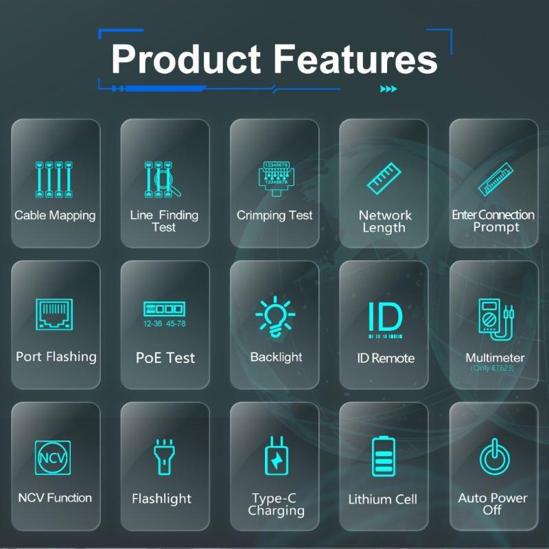 Digital Multimeter And POE Voltage Test Tool Networks Cable Tester For Electricians With High Precisions Plastic Design
